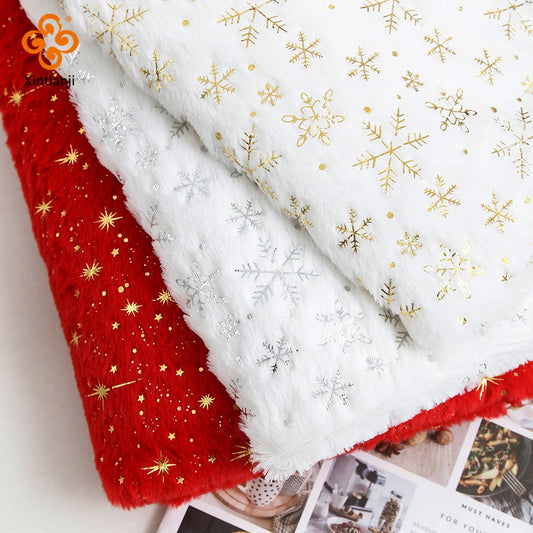 150x50cm Christmas Plush Fabric Bronzing Winter Coat Pillow Fabric Pet Clothing DIY Sewing Material By Half Meters For Winter