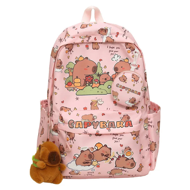 Cute Capybara Backpack for Girls Boys Student Teenager Children's Rucksack Women Cute Casual School Bags Kids Birthday Gift Toy