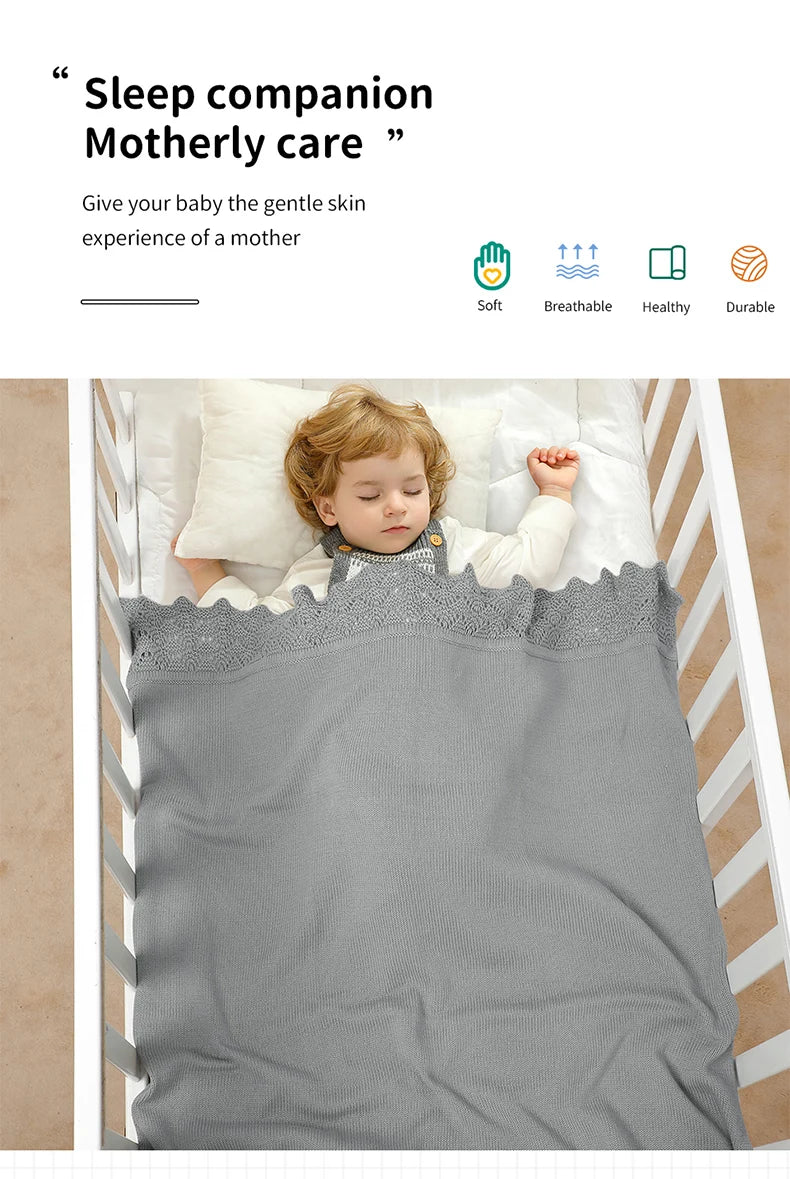 Cotton Baby Blanket Knit Newborn Boys Girls Bedding Quilt Fashion Hollow Out Solid 90*70CM Toddler Swaddle Wrap Super Soft Plaid