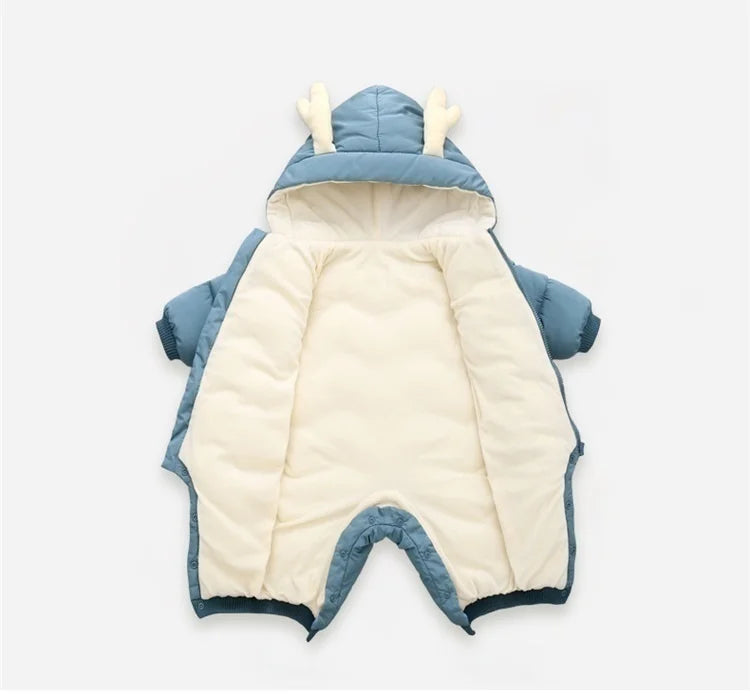 2025 New born Baby Girl clothes Winter Snowsuit Plus Velvet Thick Baby Boys Jumpsuit 0-3 Years Romper boy Overalls Toddler Coat