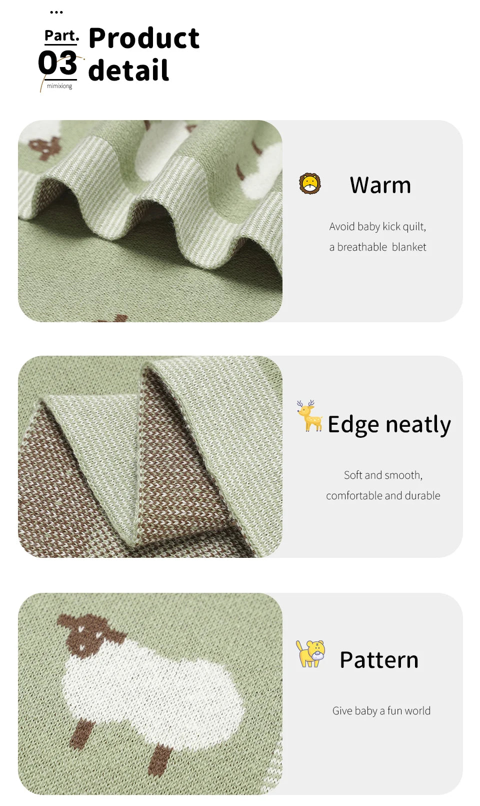 Baby Cotton Blankets Knitted Newborn Boys Girls