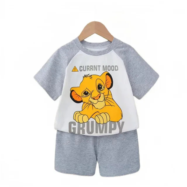 Summer cartoon T-shirt Shorts Children's boys Set Cotton