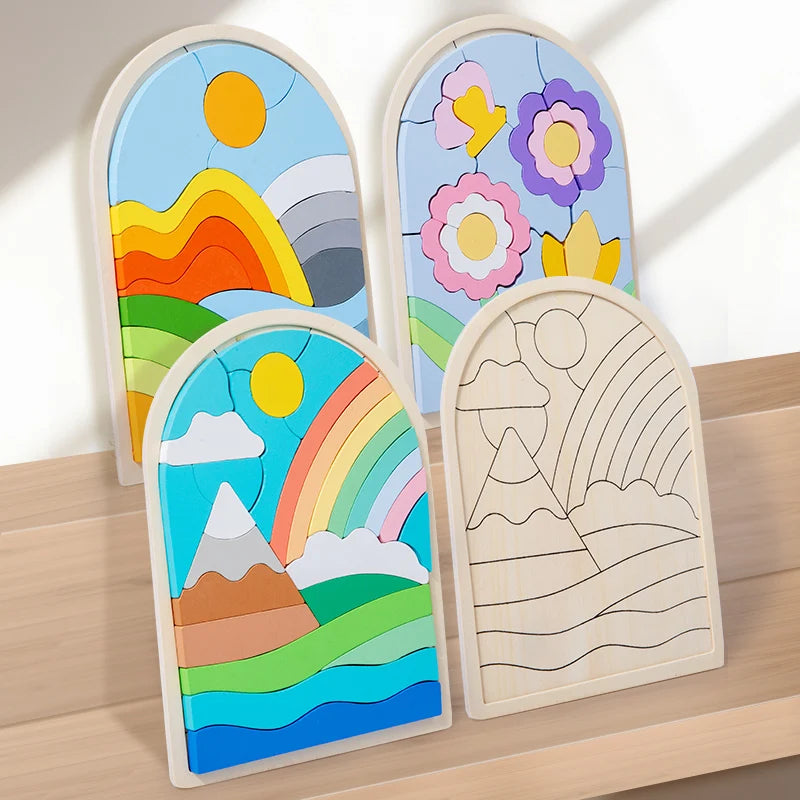 Wooden 3D creative puzzle, 2-6 years old