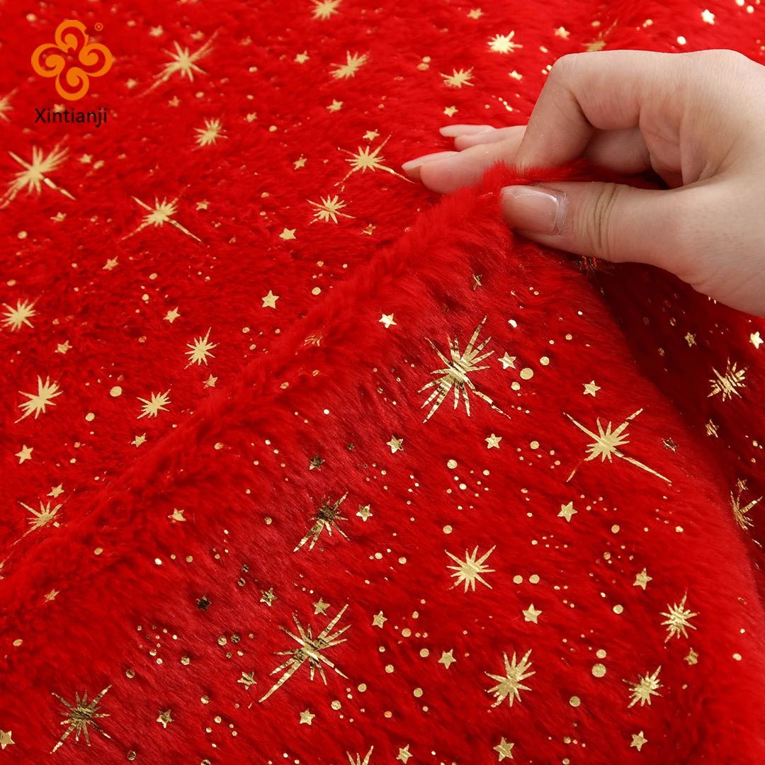 150x50cm Christmas Plush Fabric Bronzing Winter Coat Pillow Fabric Pet Clothing DIY Sewing Material By Half Meters For Winter