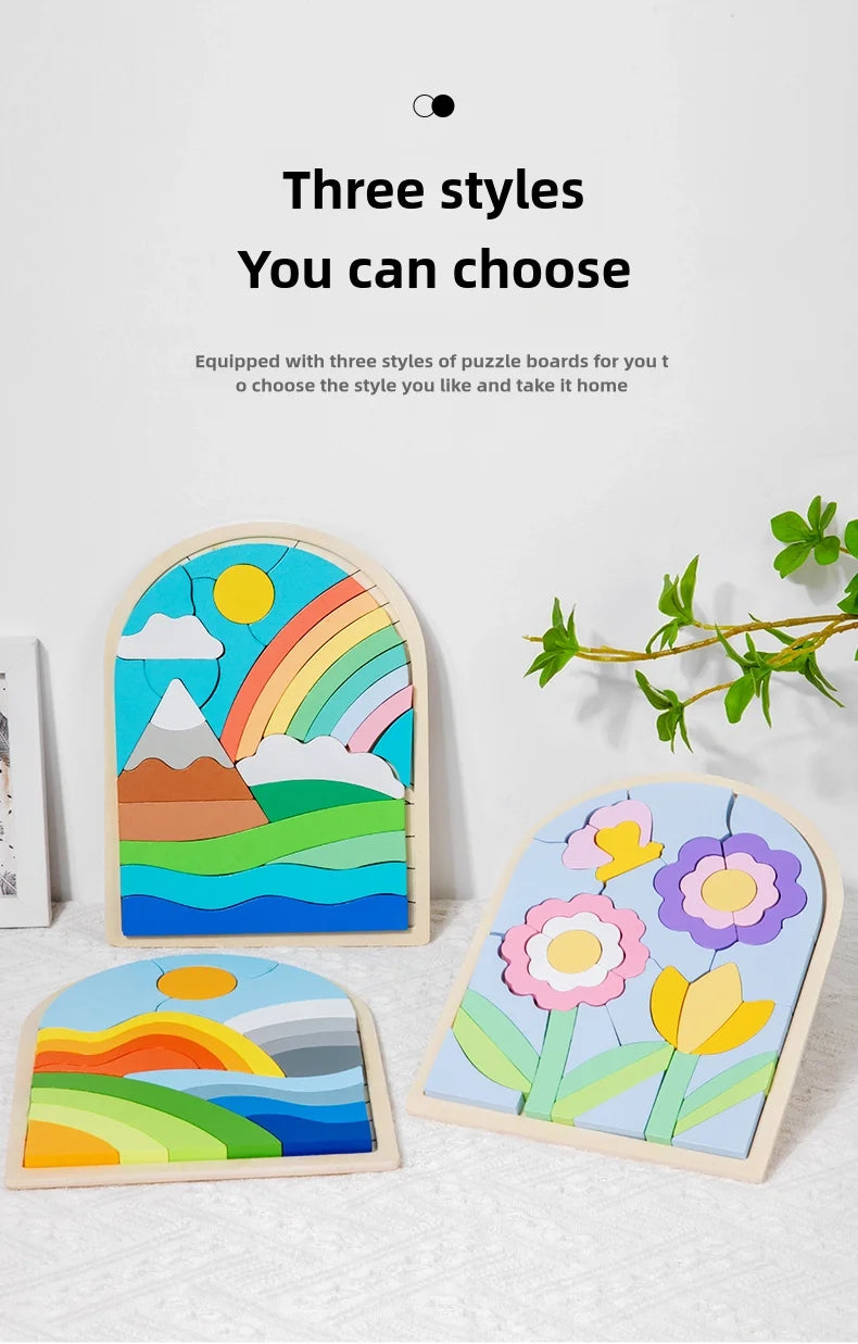 Wooden 3D creative puzzle, 2-6 years old